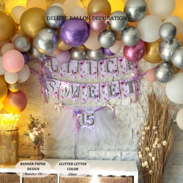 Glitter Banner Party Decoration, Sweet 15 Party Favor, Quinceañera Party Favor, Mis Quince, Birthday Party Favors, Deluxe Balloon Garland - Image 5