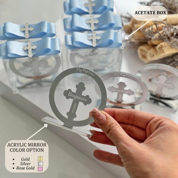 Custom Baptism Cross Favors, Personalized Christening Keepsakes, First Holy Communion Decorations, Mi Bautizo Party Gift for Boys and Girls - Image 2