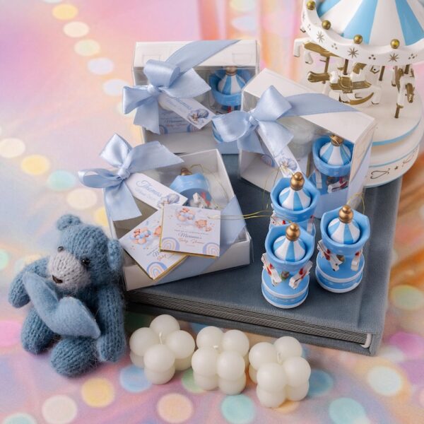 Carousel Baby Shower Favor, Personalized Chocolate and Bubble Candle, Welcome Baby Party Favors, Baptism Gift, Baby Shower Favors for girls - Image 4
