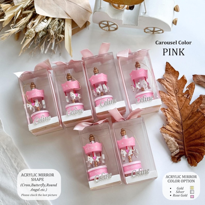 Personalized Carousel Party Favor, Baby Shower Keepsake, Baptism Gift, Welcome Baby Decorations, 1st Birthday Favor, Custom Name Gift - Image 2