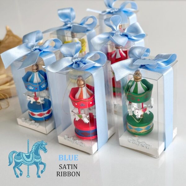 Blue Carousel Party Favor, Custom Baby Shower Gift, Baptism Gift, Welcome Baby Favors, 1st Birthday Favor, Wooden Carousel Keepsake