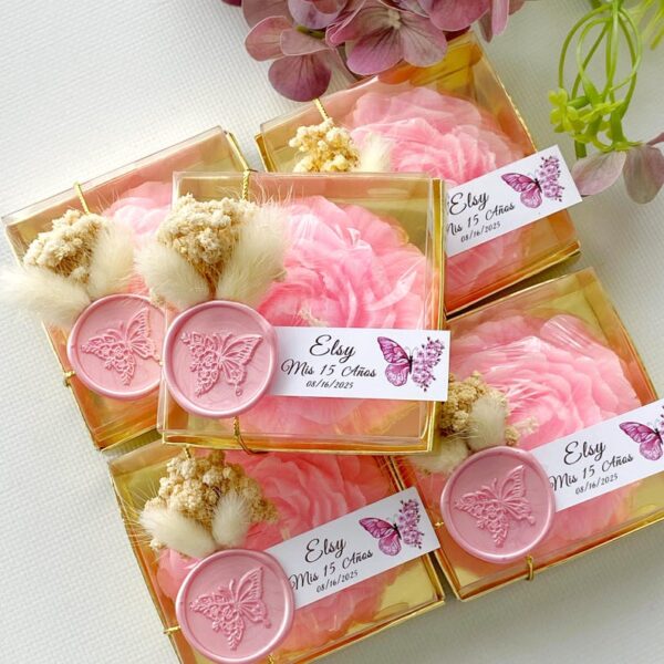 Sweet 16 Quinceañera Floral Candle Favors, Personalized Scented Peony Candle in Gift Box, Mis Quince Años, Custom Birthday Flower Candle - Image 2