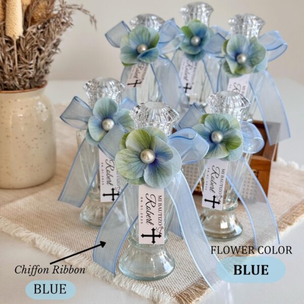 Soft Pink Flower Holy Water Bottle, Empty Blessed Holy Water Glass Bottle, Religious Gift, First Communion Favors, Unique Baptism Gifts - Image 9