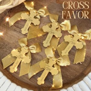 Gold Personalized Cross Name Tag, Acrylic Mirror Baptism Favor, Custom Christening Tags , Wedding Thank You Tag, Baptism Mirror Keepsake