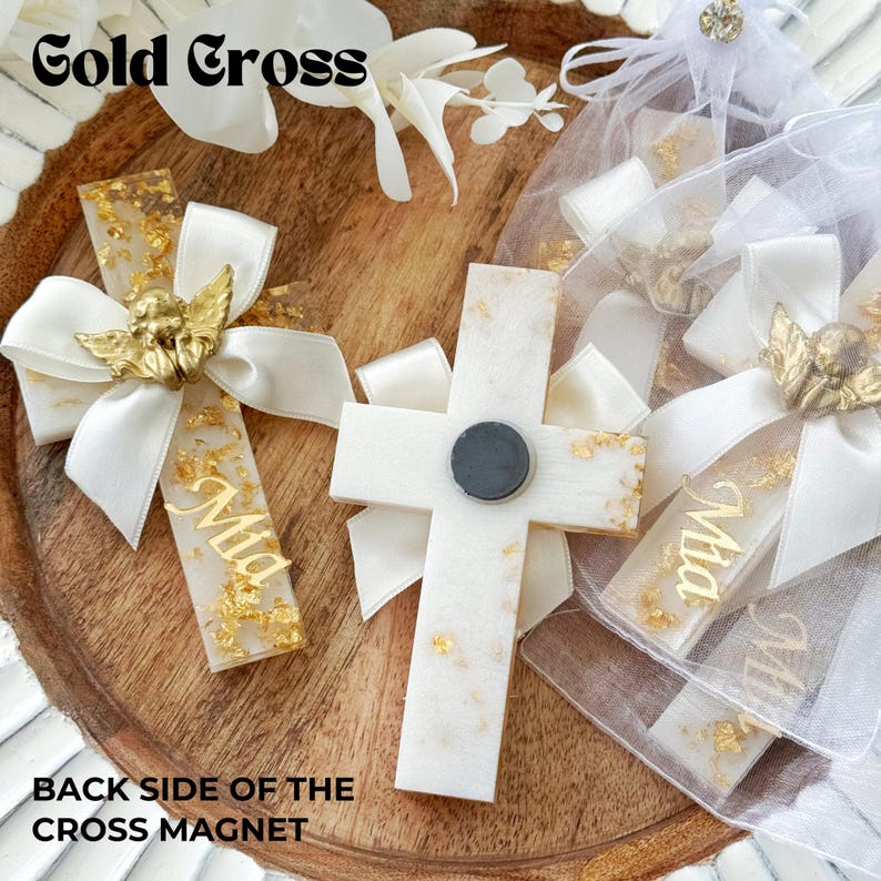 Custom Baptism Cross Magnet Favors , Epoxy Cross Magnet with Angel, Christening Gift, Holy Communion Favor, Personalized Mi Bautizo Keepsake - Image 5