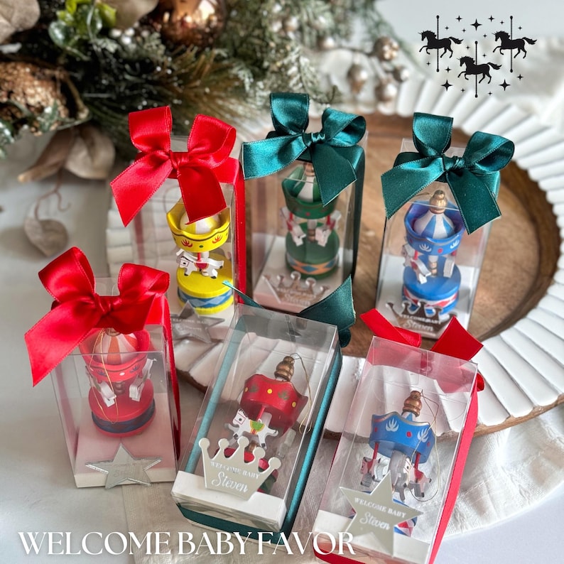 Personalized Carousel Party Favor, Baby Shower Keepsake, Baptism Gift, Welcome Baby Decorations, 1st Birthday Favor, Custom Name Gift - Image 6