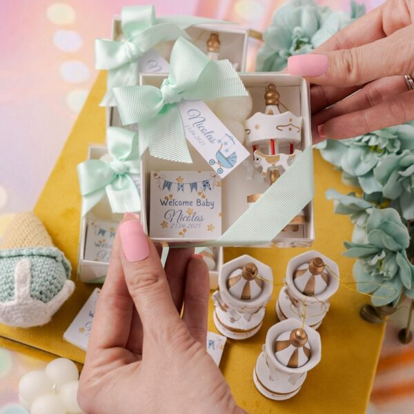 Carousel Baby Shower Favor, Personalized Chocolate and Bubble Candle, Welcome Baby Party Favors, Baptism Gift, Baby Shower Favors for girls - Image 6