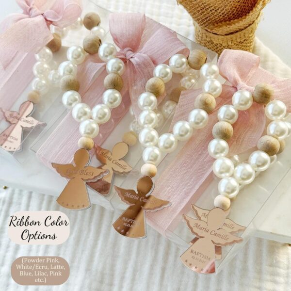 Personalized Mini Wooden Baptism Rosary Favors, First Communion Gifts, Baptism Keepsakes for Boy and Girls, Baptism Gifts, Christening Favor - Image 4