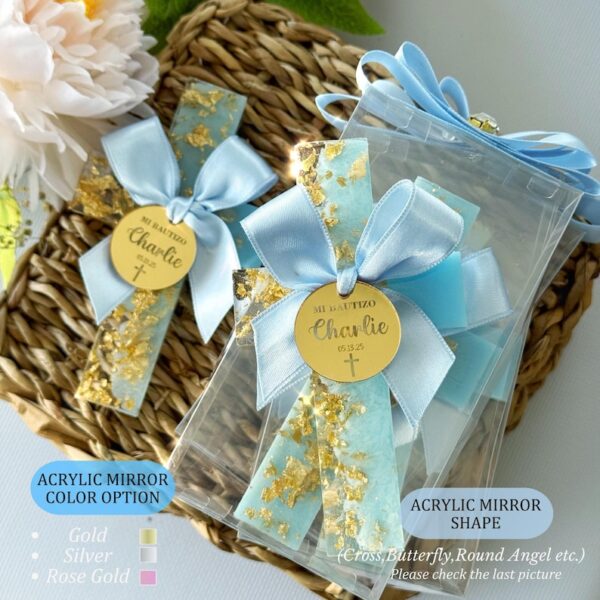 Gold Personalized Baptism Favors For Boy, Baptism Thank You Magnet, Blue Baptism Favor, Christening Favor, Mi Bautizo Favors, Communion Gift - Image 2