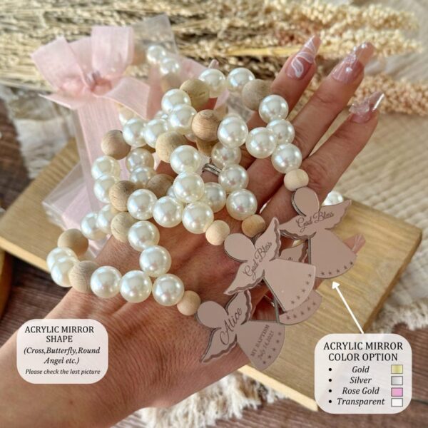 Personalized Mini Wooden Baptism Rosary Favors, Unique Christening Gifts for Boys and Girls, Custom First Communion Favors, Baptism Gifts - Image 6