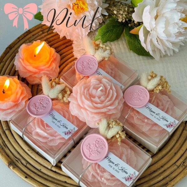 Custom Scented Peony Candle Favor, Personalized Wedding Candle, Save The Date, Bridesmaid Candle Gift, Custom Flower Candle, Wedding Gift - Image 4