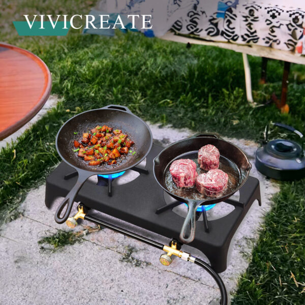 Vivicreate Double Burner Propane Stove – Portable Outdoor Gas Cooker with CSA Certified Regulator & Hose for Camping Gear, BBQ Grill, Tactical Cooking, Home Brewing & Turkey Fry – Survival Kit Essential - Image 15