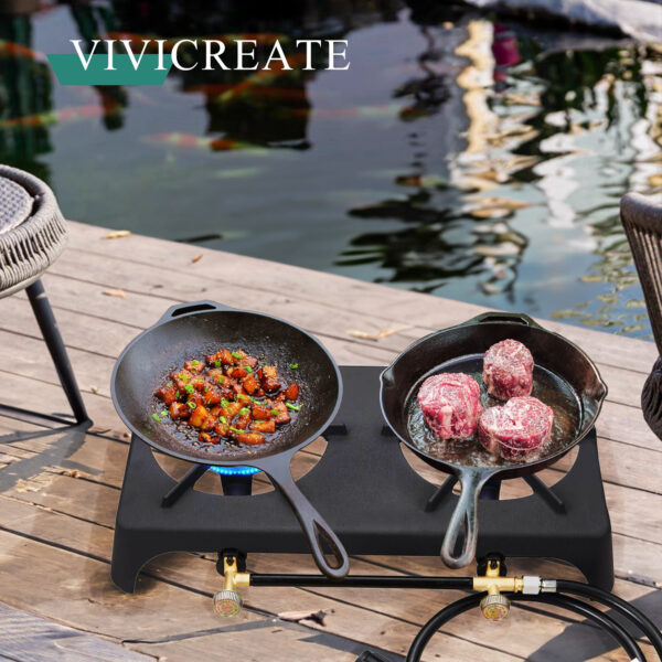 Vivicreate Double Burner Propane Stove – Portable Outdoor Gas Cooker with CSA Certified Regulator & Hose for Camping Gear, BBQ Grill, Tactical Cooking, Home Brewing & Turkey Fry – Survival Kit Essential - Image 16