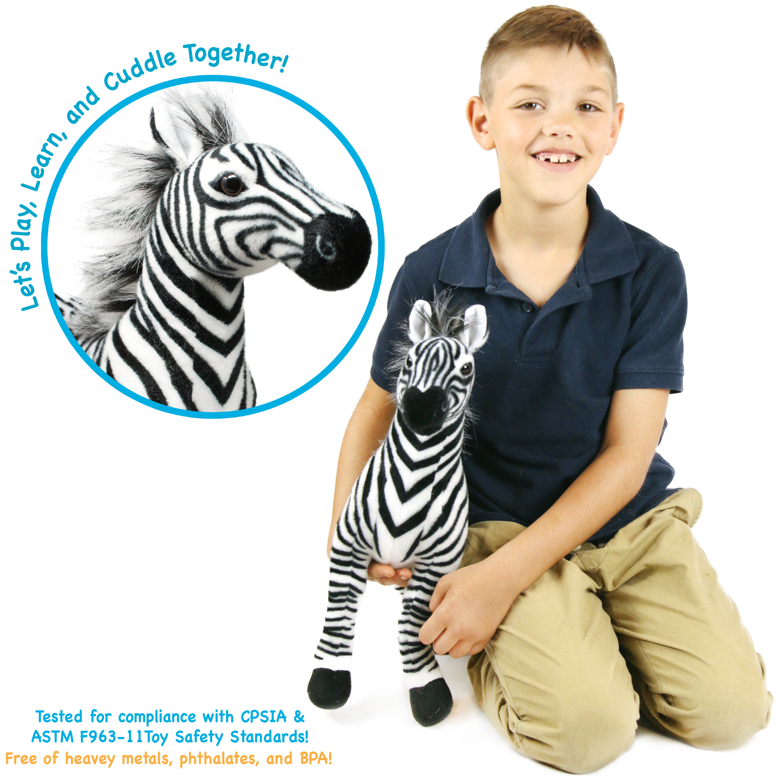 Zebenjo The Zebra - 16 Inch Stuffed Animal Plush - Image 3