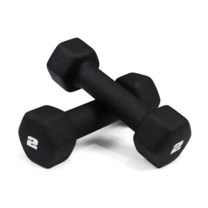 CAPHAUS Black Neoprene Dumbbells, Anti-slip Grip & Anti-roll Hexagon Shape, Muscle Building, Strength Building & Body Toning, Multiple Sizes, Sold in Pairs