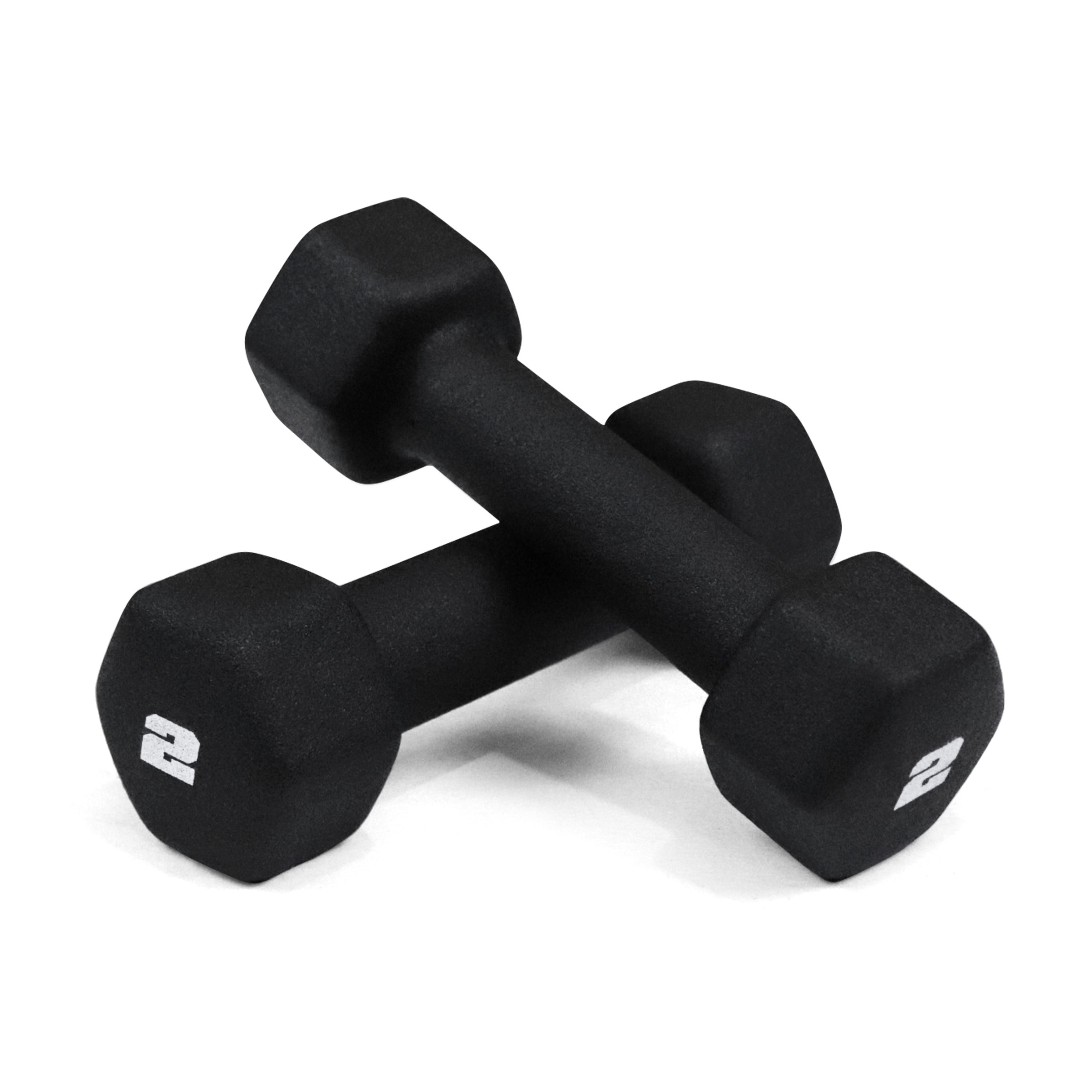 CAPHAUS Black Neoprene Dumbbells, Anti-slip Grip & Anti-roll Hexagon Shape, Muscle Building, Strength Building & Body Toning, Multiple Sizes, Sold in Pairs