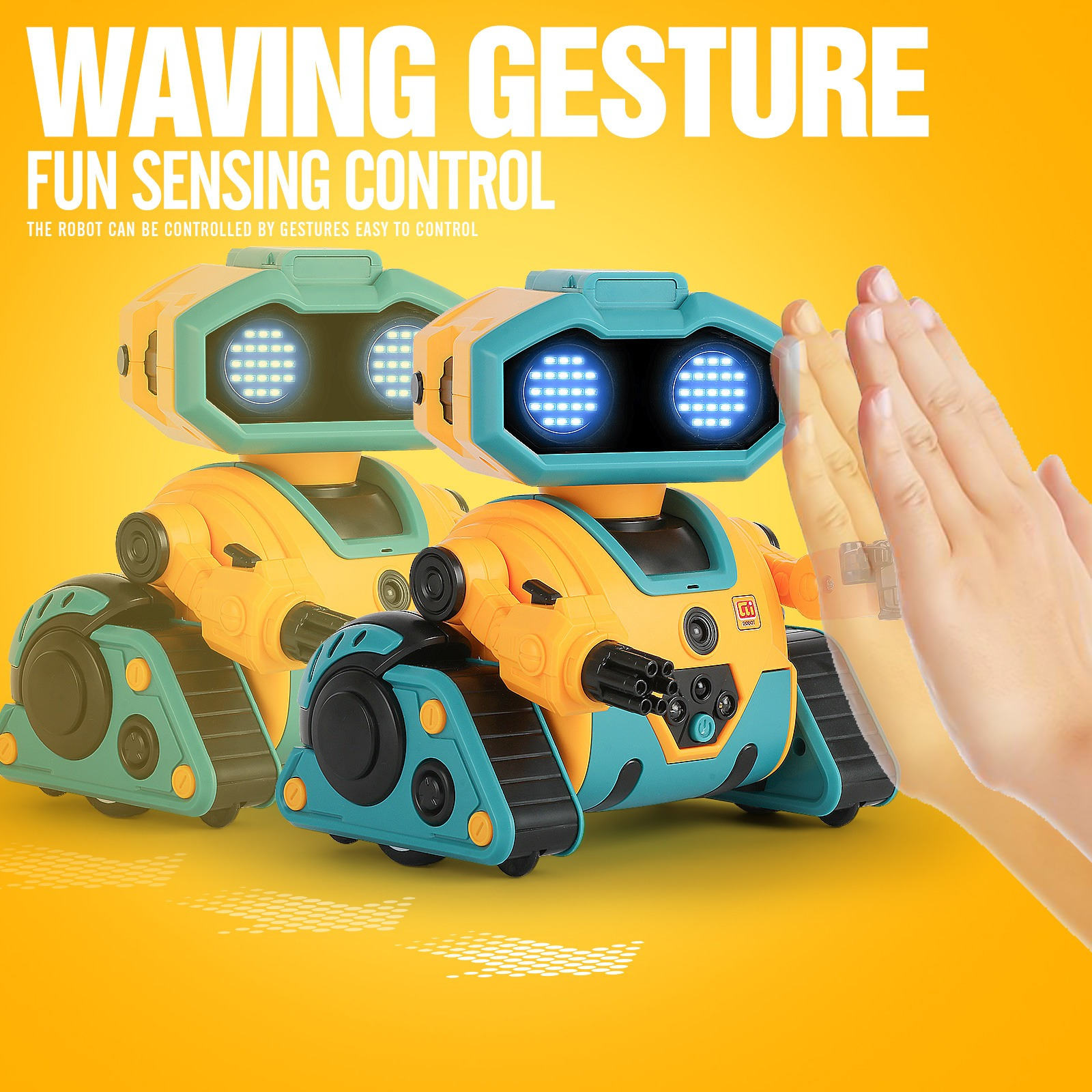 AI RC Robot for Kids with Gesture Induction Interactive Facial Expression Intelligent Remote Control Smart Robo with Magic Voice Record LED eyes Programming Touch Induction Robot Gift for Kids - Image 5