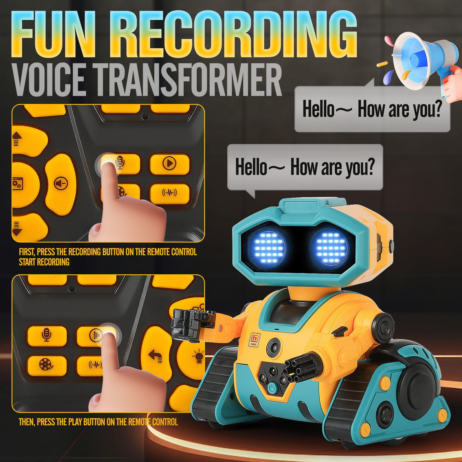 AI RC Robot for Kids with Gesture Induction Interactive Facial Expression Intelligent Remote Control Smart Robo with Magic Voice Record LED eyes Programming Touch Induction Robot Gift for Kids - Image 6