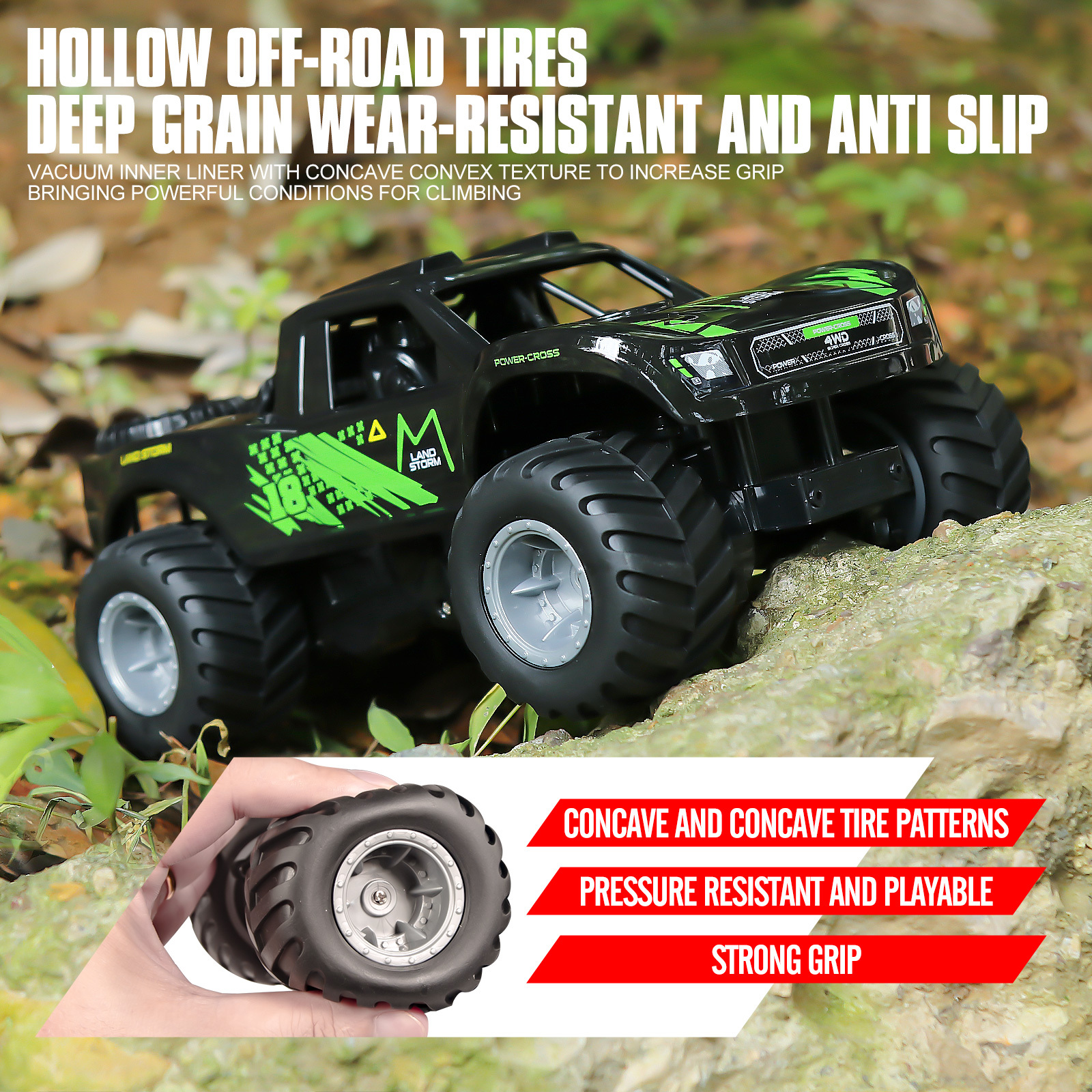 RC Trucks 4x4 Offroad Waterproof 1:16 Amphibious Remote Control Car with 2 Rechargeable Battery 4WD All Terrain Monster Truck RC Car for Boys 4-7 gift present - Image 5
