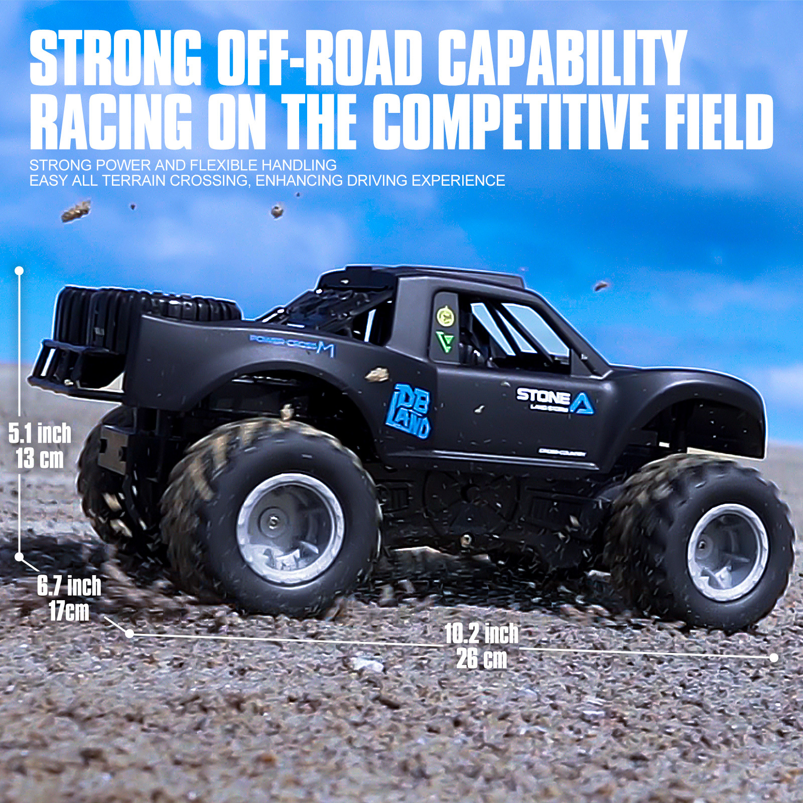 RC Trucks 4x4 Offroad Waterproof 1:16 Amphibious Remote Control Car with 2 Rechargeable Battery 4WD All Terrain Monster Truck RC Car for Boys 4-7 gift present - Image 14