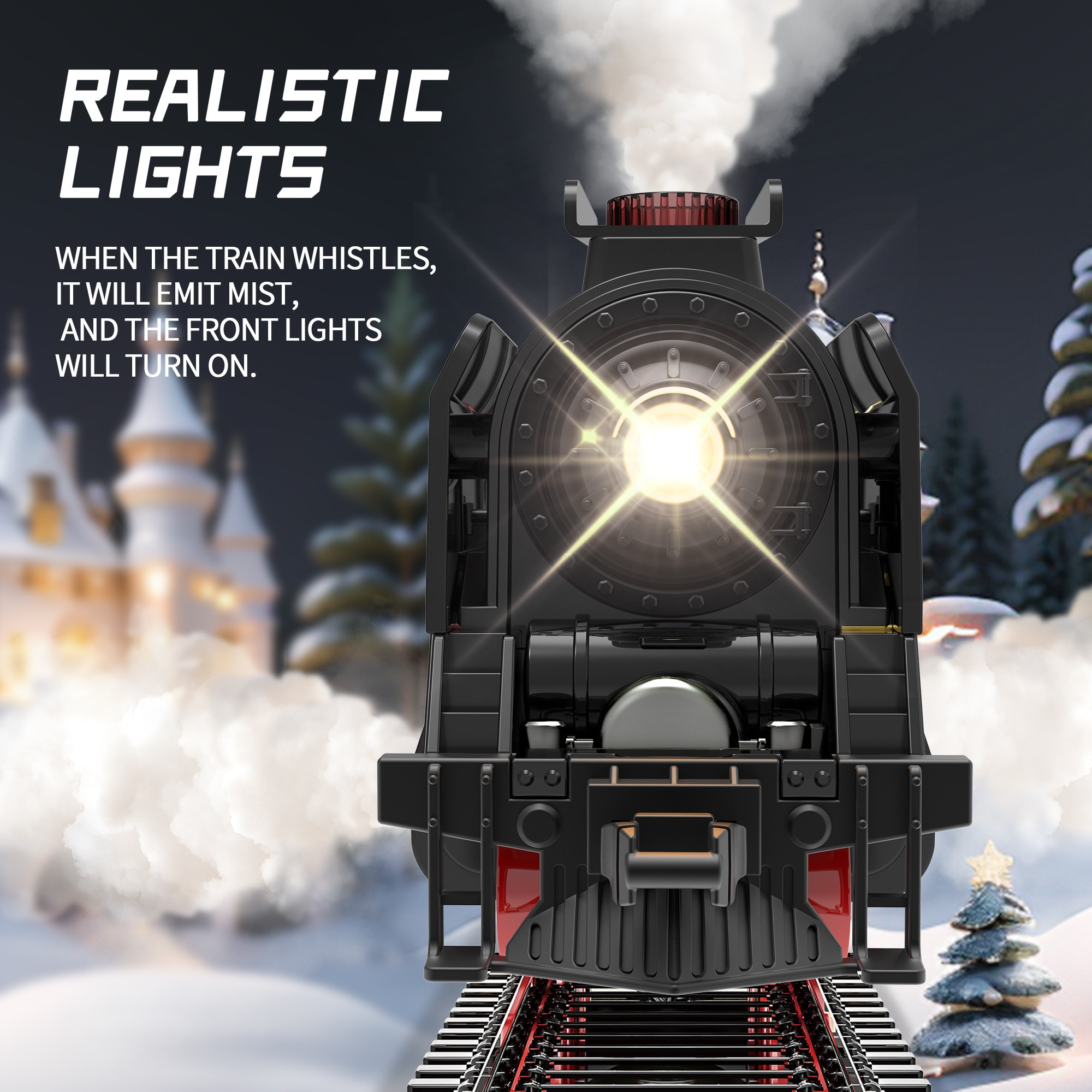 Remote Control Train Truck Track Set for Boys' Toy Cars, Train Toy Cars with Smoke, Lights & Sound, Toy Train Steam Locomotive with 2 Container Carriages & 1 Music Carriage, Model Trains for Ages 3+, Perfect Holiday Gift - Image 7