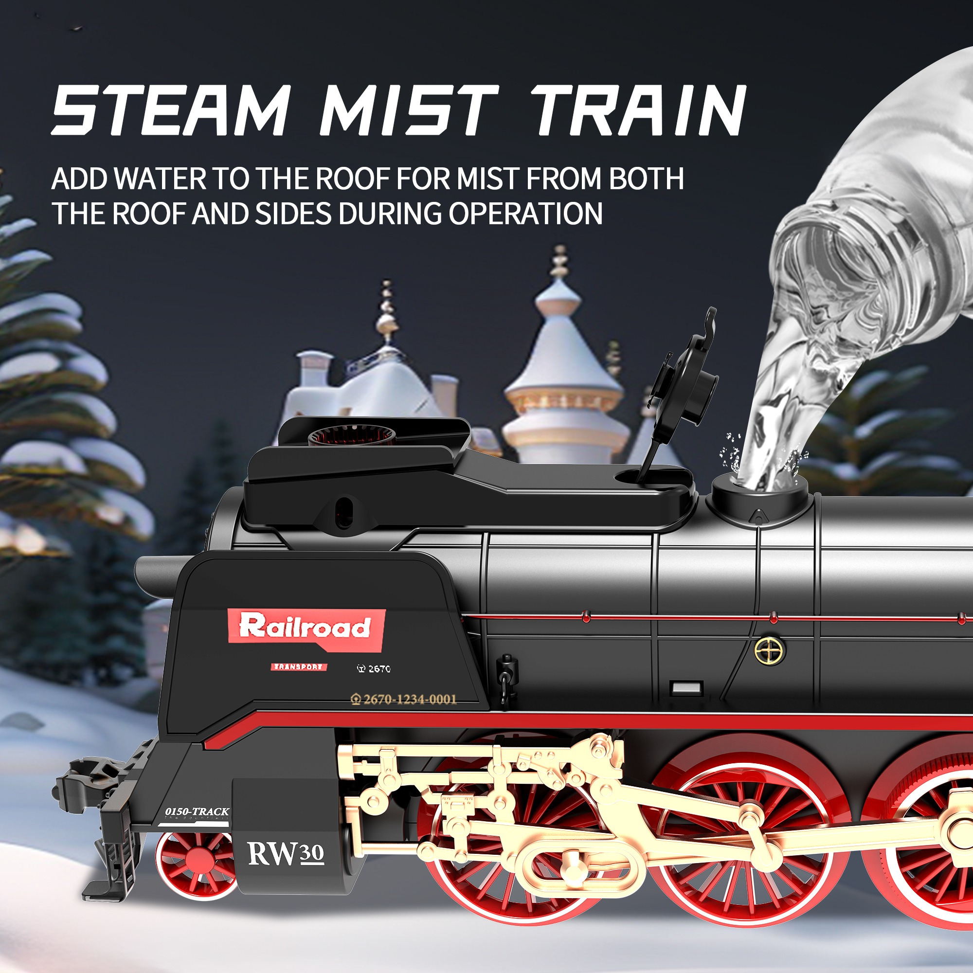 Remote Control Train Truck Track Set for Boys' Toy Cars, Train Toy Cars with Smoke, Lights & Sound, Toy Train Steam Locomotive with 2 Container Carriages & 1 Music Carriage, Model Trains for Ages 3+, Perfect Holiday Gift - Image 9