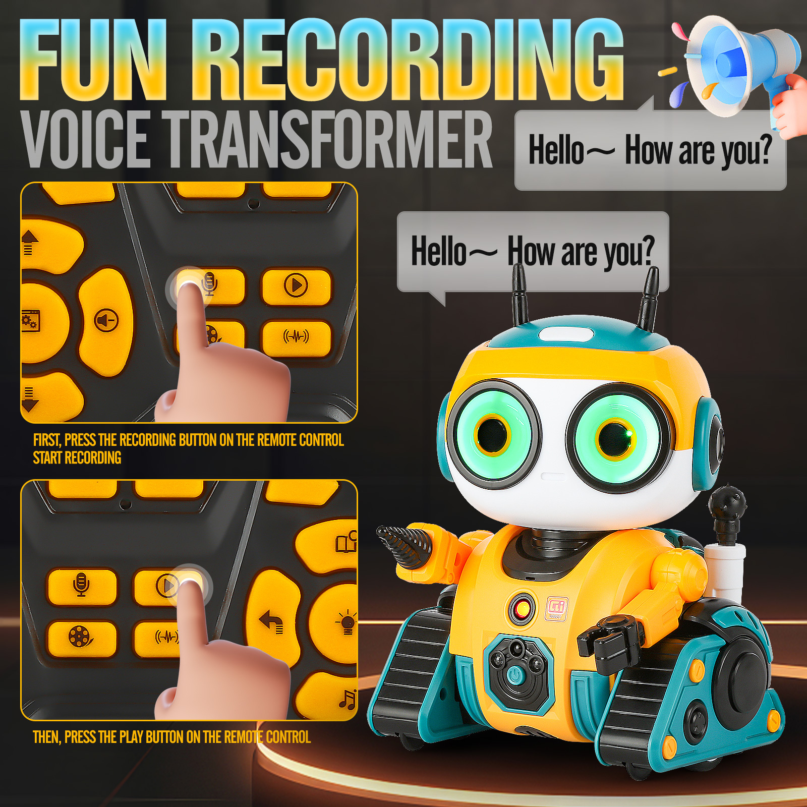 AI Interactive RC Robot facial expression Intelligent Remote Control Smart Robo with Magic Voice Record LED eyes Gesture Induction Programming Touch Induction Robot Gift for Kids - Image 8
