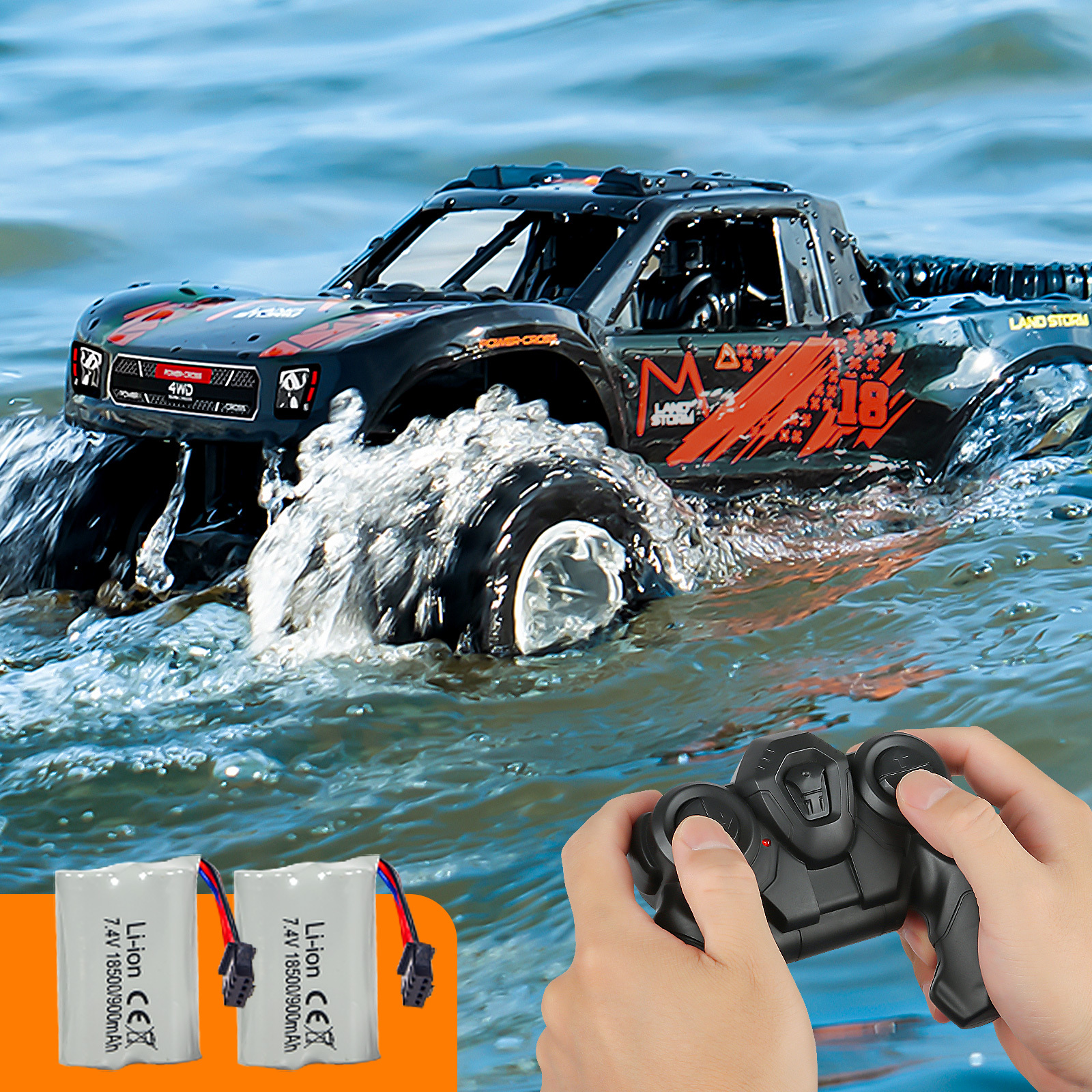 RC Trucks 4x4 Offroad Waterproof 1:16 Amphibious Remote Control Car with 2 Rechargeable Battery 4WD All Terrain Monster Truck RC Car for Boys 4-7 gift present - Image 19