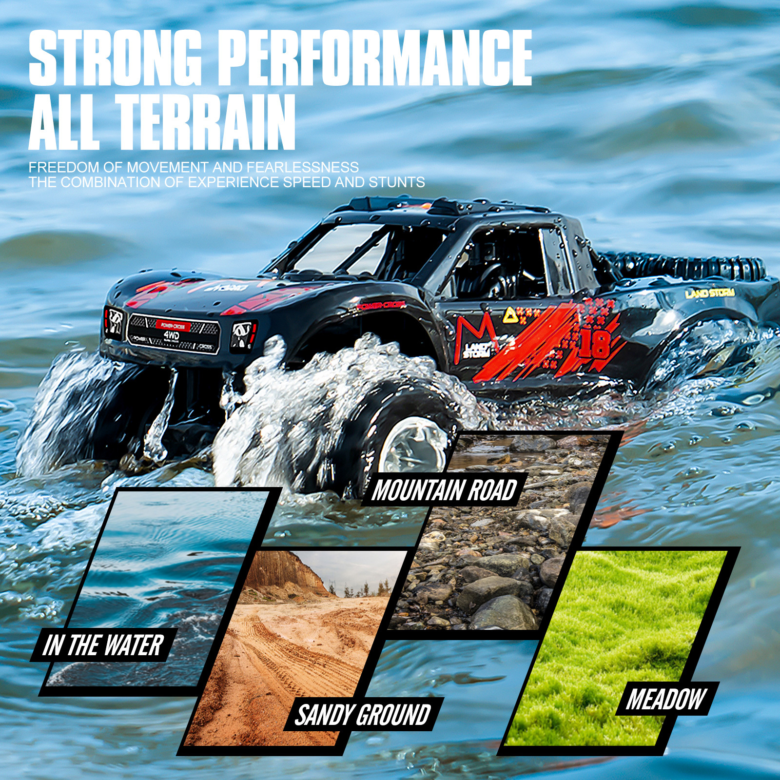 RC Trucks 4x4 Offroad Waterproof 1:16 Amphibious Remote Control Car with 2 Rechargeable Battery 4WD All Terrain Monster Truck RC Car for Boys 4-7 gift present - Image 20