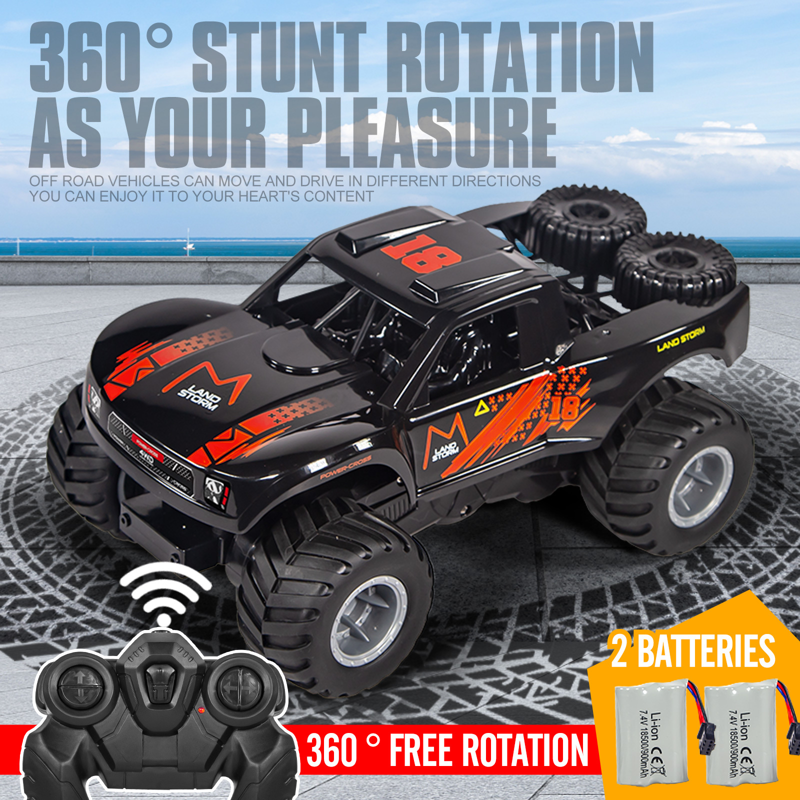 RC Trucks 4x4 Offroad Waterproof 1:16 Amphibious Remote Control Car with 2 Rechargeable Battery 4WD All Terrain Monster Truck RC Car for Boys 4-7 gift present - Image 23