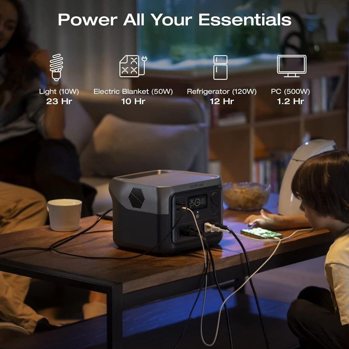 ECOFLOW Portable Power Station RIVER 2 Pro 700, 716Wh LiFePO4 Battery, 70 Min Fast Charging, 4X800W AC Outlets, Solar Power Bank for Outdoor Camping/RVs/Home Use Black (Solar Panel Optional, Father's Day) - Image 11