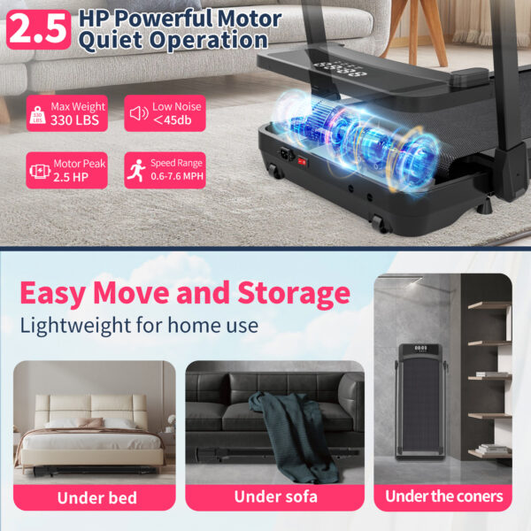 Treadmills, Treadmill Under Desk Walking Pad,2 in 1 Folding Treadmill for Home/Office with Remote Control and APP，Large Screen - Image 18