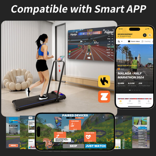 Treadmills, Treadmill Under Desk Walking Pad,2 in 1 Folding Treadmill for Home/Office with Remote Control and APP，Large Screen - Image 25
