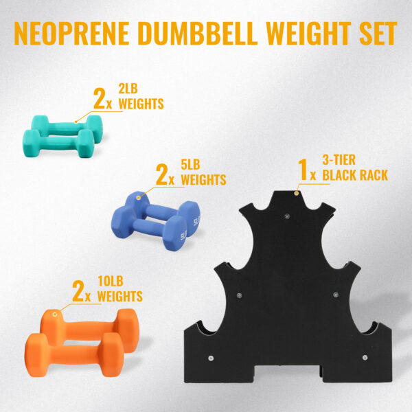 BalanceFrom Professional Fitness Dumbbell Set (2/3/5 lbs or 3/5/8 lbs optional) with storage rack - cast iron core + Neoprene non-slip coating, hexagonal anti-roll design, suitable for strength training, portable for home travel - Image 21