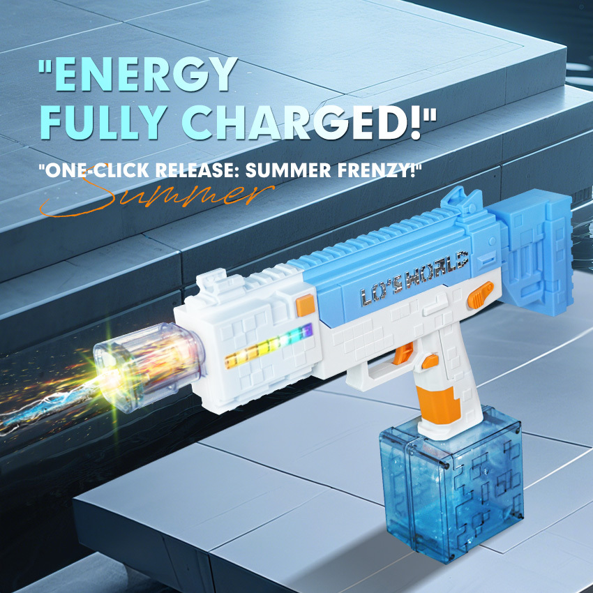 rechargeable water gun,Electric water guns for adults and children, automatic water spray guns, the strongest automatic water guns, outdoor water toy games for swimming pools. New water gun with LED light - Image 2