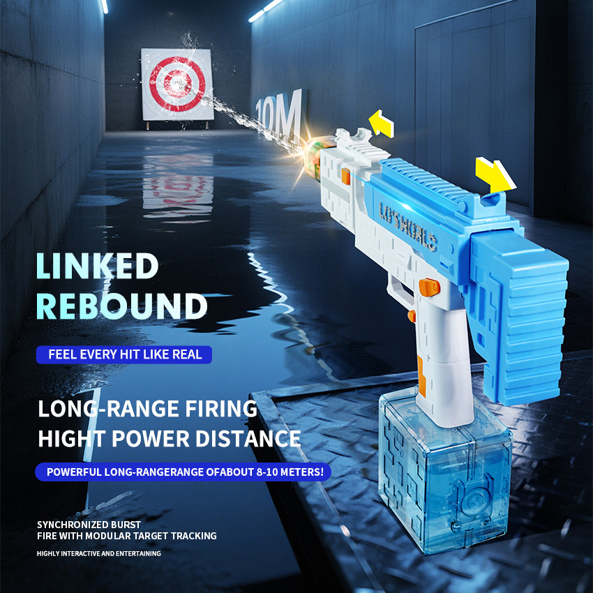 rechargeable water gun,Electric water guns for adults and children, automatic water spray guns, the strongest automatic water guns, outdoor water toy games for swimming pools. New water gun with LED light - Image 5