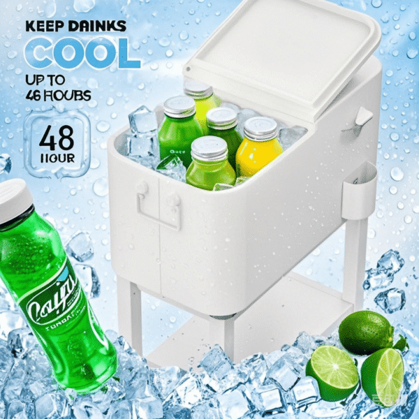 VINGLI Patio Cooler, Rolling Ice Chest on Wheels, Portable Patio Party Bar Drink Cooler Cart, with Shelf, Beverage Pool with Bottle Opener,Water Pipe - Image 11