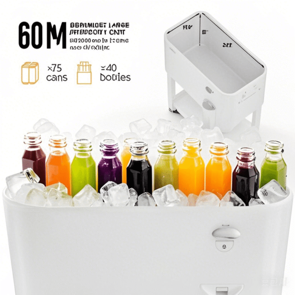 VINGLI Patio Cooler, Rolling Ice Chest on Wheels, Portable Patio Party Bar Drink Cooler Cart, with Shelf, Beverage Pool with Bottle Opener,Water Pipe - Image 12