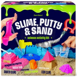 Slime, Putty & Sand Sensory Science Kit - Slimes for Kids Age 8-10 8-12 - Play Sands Kits for Boys & Girls - 8 9 10 Year Old Boy Gifts - Christmas Birthday Gift - STEM Toys