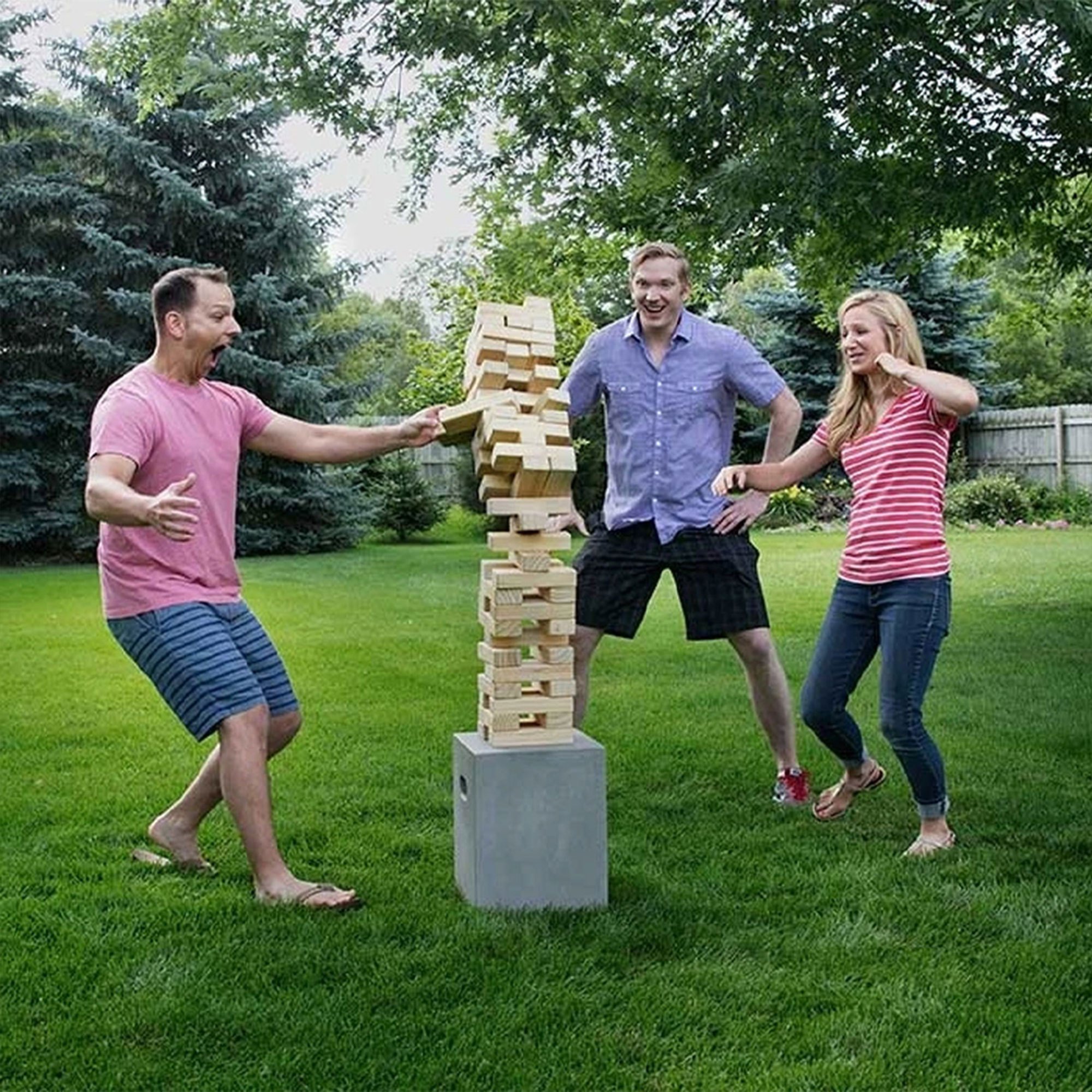 Yard Games Giant Tumbling Timbers Wood Stacking Party Tailgate Backyard Game Indoor Outdoor with Carrying Case for Kids Adults, 30 Inch, Natural - Image 9