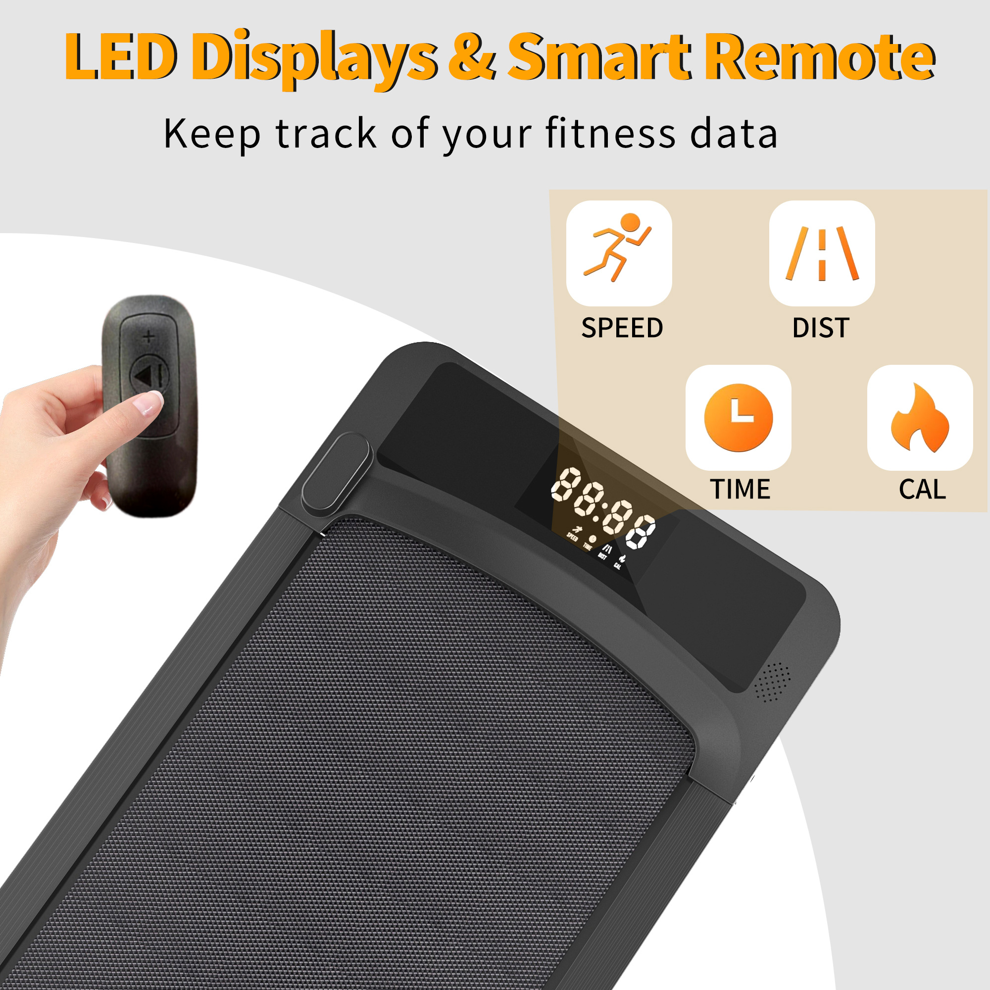 Treadmills, 3 in 1 Portable Treadmill and Walking Pad, with Incline for Home/Office, Remote Control and LED Display - Image 7