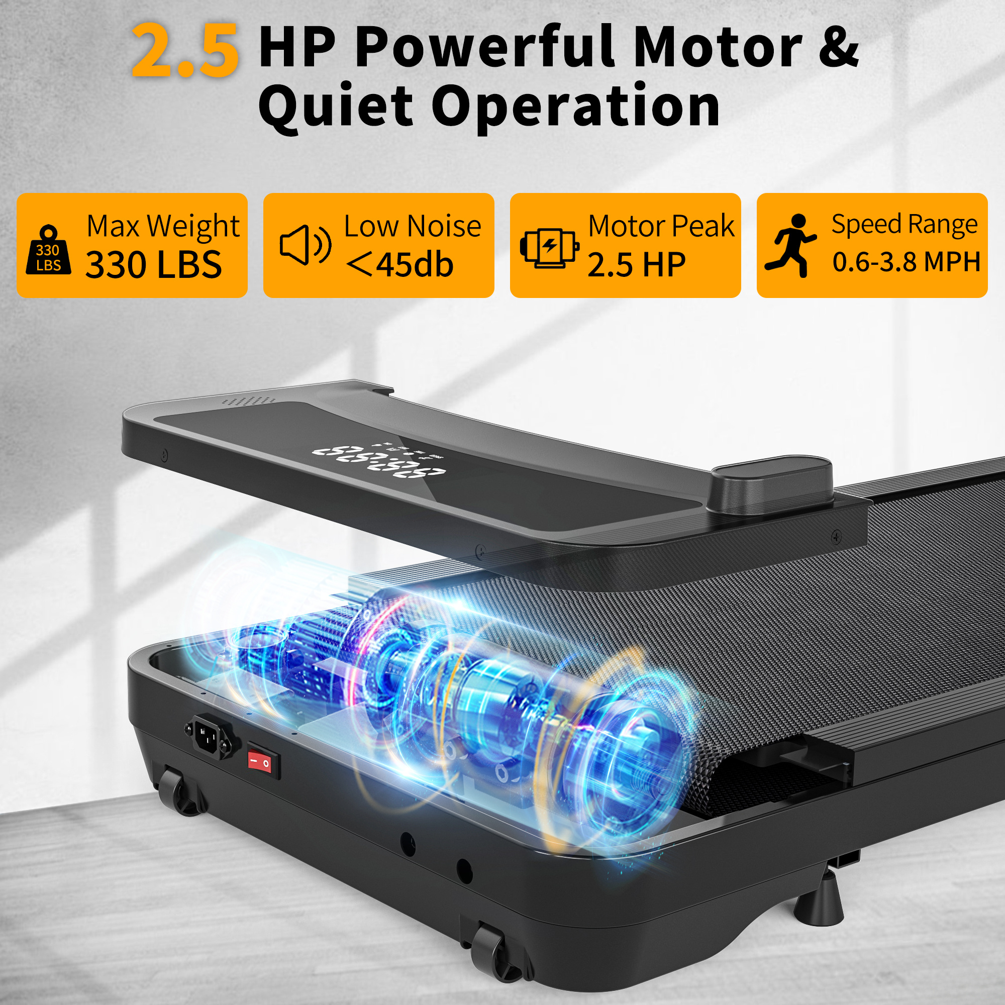 Treadmills, 3 in 1 Portable Treadmill and Walking Pad, with Incline for Home/Office, Remote Control and LED Display - Image 4