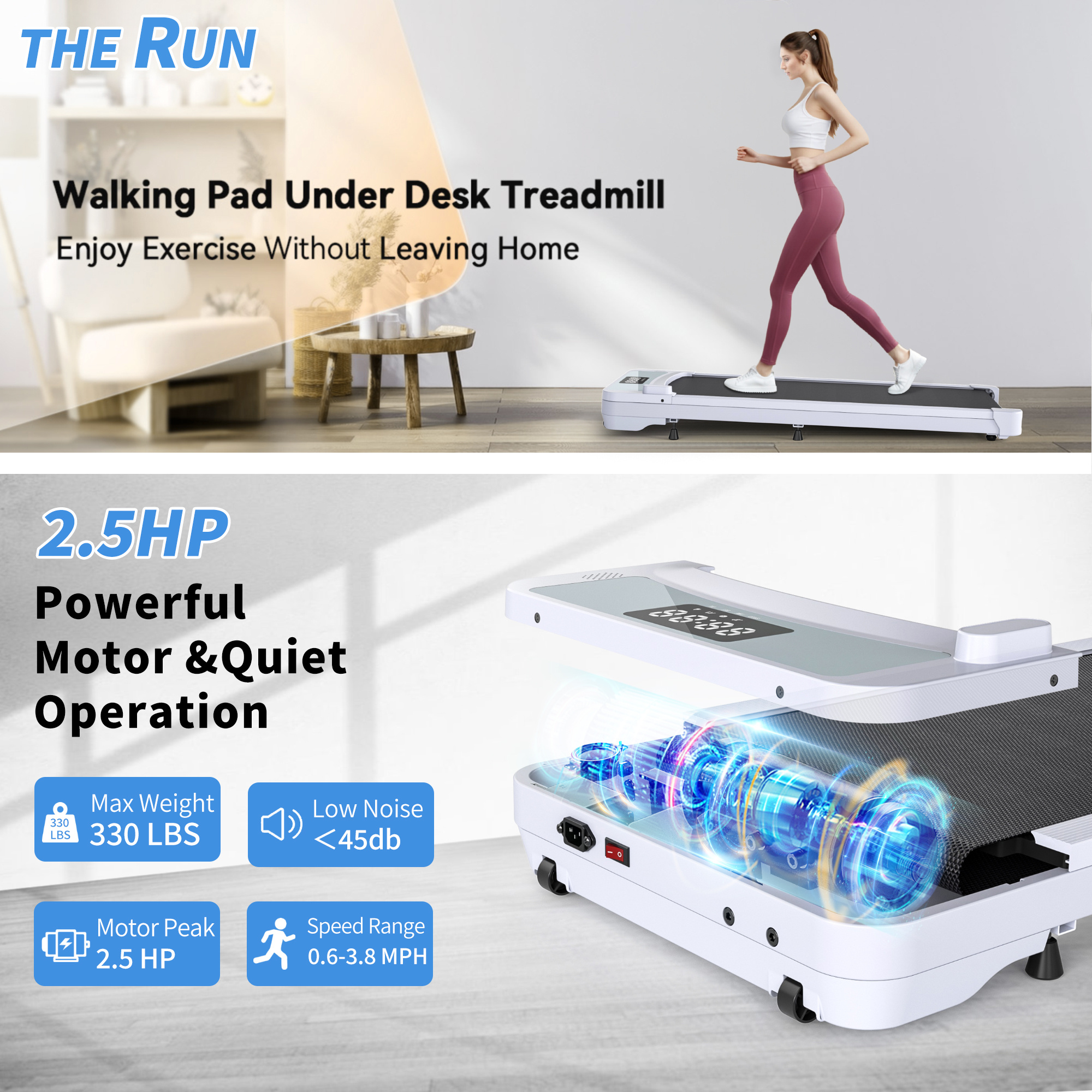 Treadmills, 3 in 1 Portable Treadmill and Walking Pad, with Incline for Home/Office, Remote Control and LED Display - Image 21