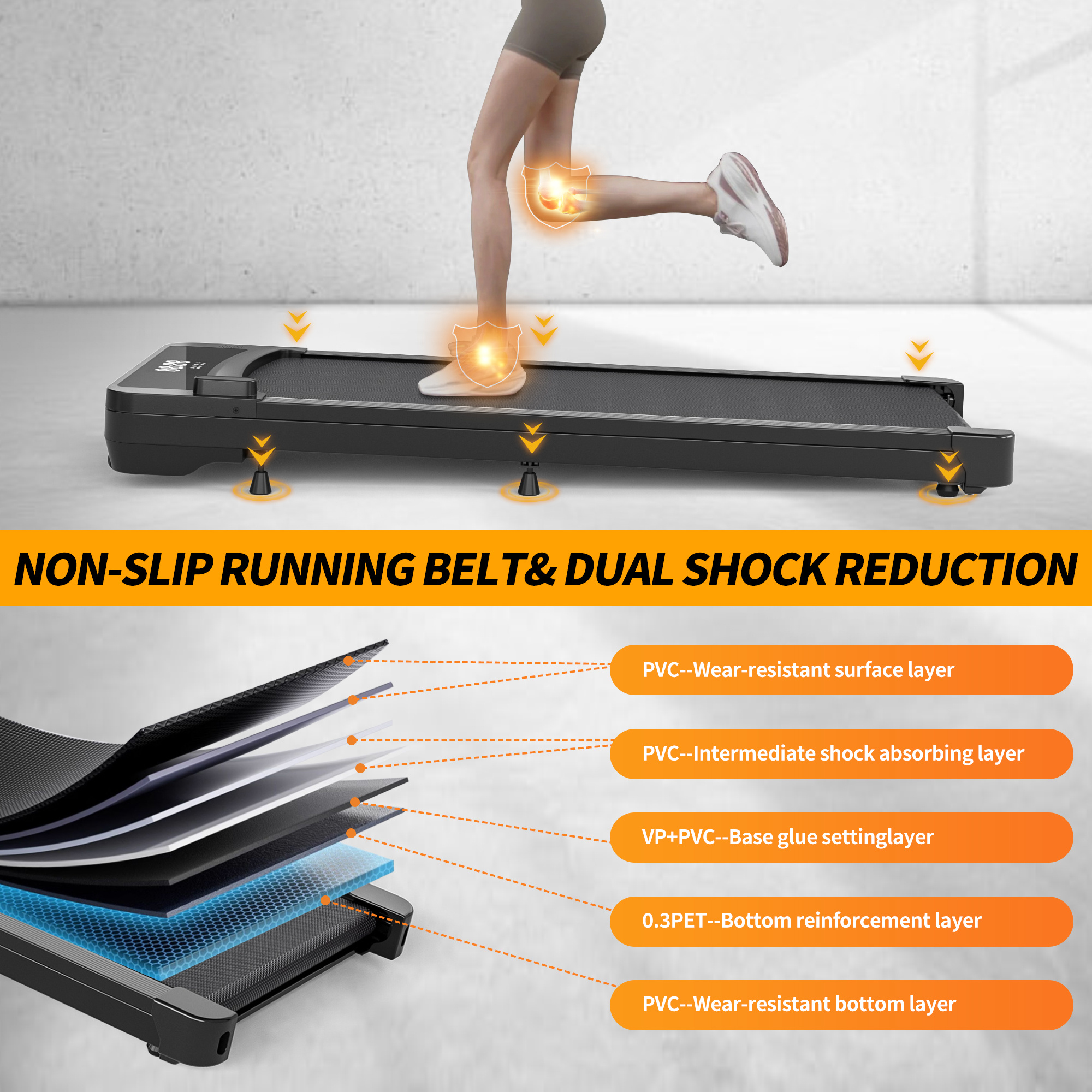 Treadmills, 3 in 1 Portable Treadmill and Walking Pad, with Incline for Home/Office, Remote Control and LED Display - Image 12