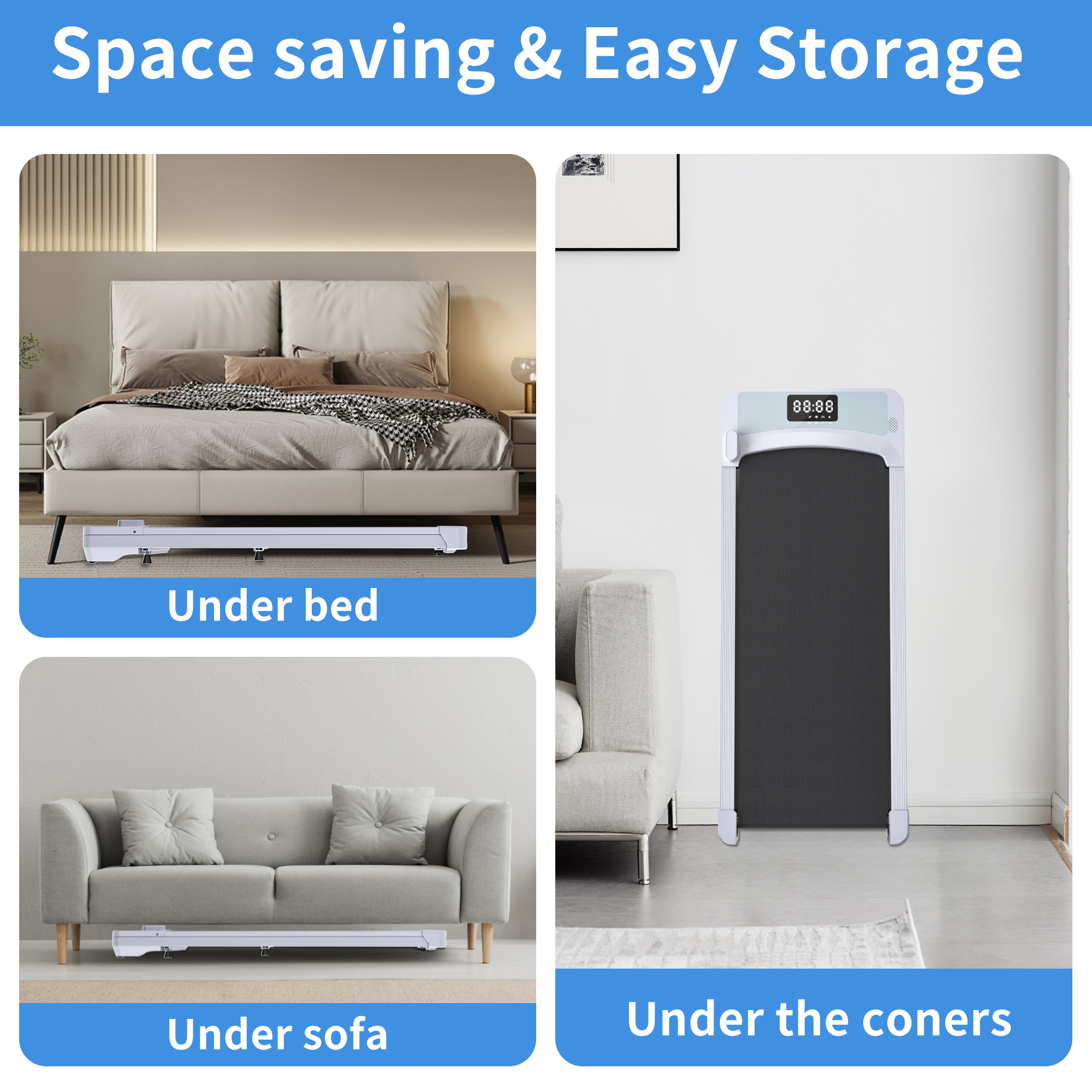 Treadmills, 3 in 1 Portable Treadmill and Walking Pad, with Incline for Home/Office, Remote Control and LED Display - Image 26