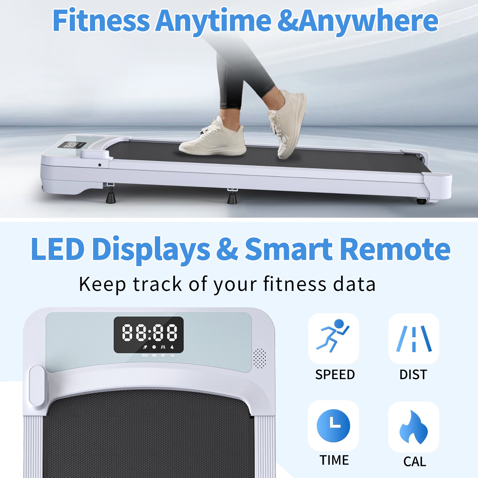 Treadmills, 3 in 1 Portable Treadmill and Walking Pad, with Incline for Home/Office, Remote Control and LED Display - Image 23