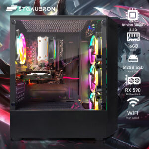 STGAubron Gaming PC Desktop, Radeon RX 590 8G GDDR5, Ryzen 3 3200G 3.6G, 16G DDR4, 512G SSD, 600M WiFi, RGB Fan x4, RGB Mouse Pad, Windows 11 Home