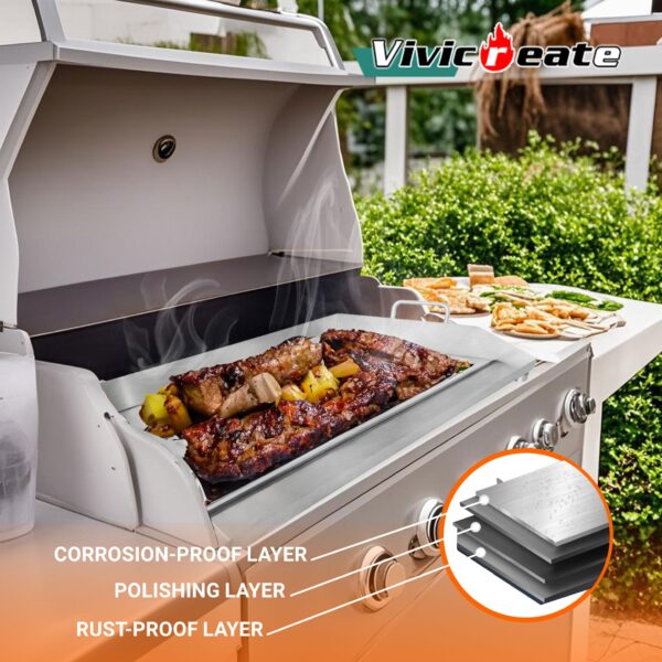 Vivicreate 31" x 17" Flat Top Griddle for Gas Grill & Camping – Stainless Steel BBQ Griddle Plate with Nonstick Surface – Outdoor Cooking for Charcoal, Tailgating, Parties - Image 6