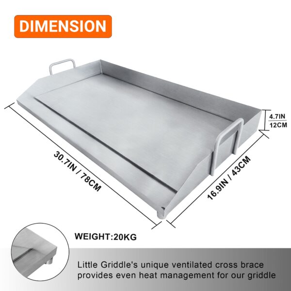 Vivicreate 31" x 17" Flat Top Griddle for Gas Grill & Camping – Stainless Steel BBQ Griddle Plate with Nonstick Surface – Outdoor Cooking for Charcoal, Tailgating, Parties - Image 2