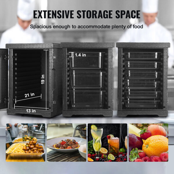 VEVOR Insulated Food Pan Carrier, 82 Qt Hot Box for Catering, LLDPE Food Box Carrier with Double Buckles, Front Loading Food Warmer for Restaurant, Canteen, etc. - Image 5